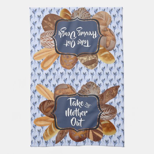 Blue Sourdegh Bread Baking Personalized Theedoek (Verticaal)