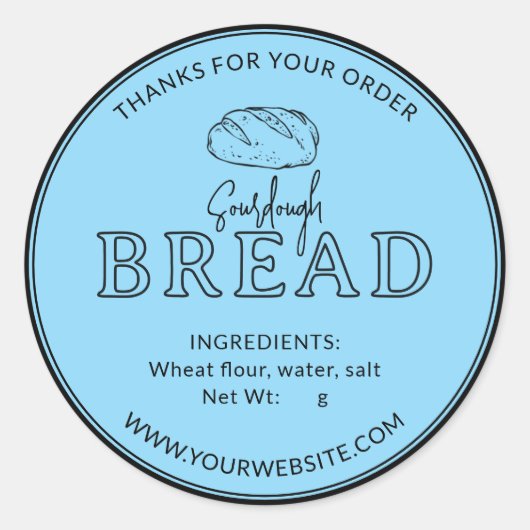 Blue Sourdough Bread Bakery Bedankt Sticker (Voorkant)