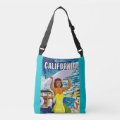  Blue Southern California Travel Poster Crossbody Tas (Voorkant)