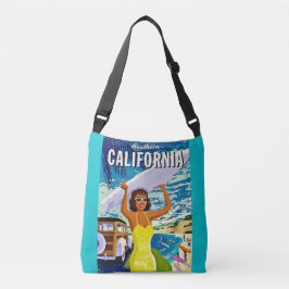  Blue Southern California Travel Poster Crossbody Tas