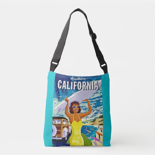  Blue Southern California Travel Poster Crossbody Tas (Voorkant)