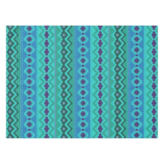 Blue Southwest Pattern - westerne abstracte kunst Tafelkleed (Voorkant (Horizontaal))