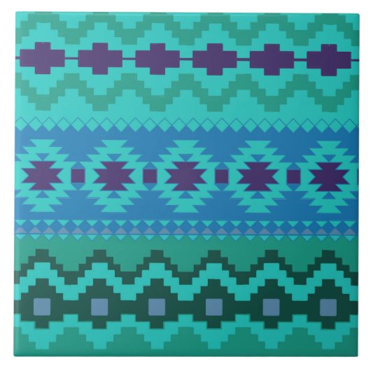 Blue Southwest Pattern - westerne abstracte kunst Tegeltje (Voorkant)