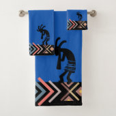 Blue Southwestern Kokopelli Bath Towel Set Bad Handdoek (Insitu)