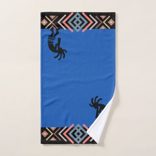 Blue Southwestern Kokopelli Bath Towel Set Bad Handdoek (Handdoek)