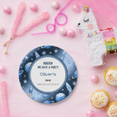 Blue Space Adventure Rocket Kids Verjaardag Graphi Papieren Bordje (Feest)