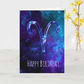 Blue Space Aries Birthday Kaart (Gele Bloem)