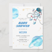 Blue Space Astronaut baby shower Kaart (Voorkant)