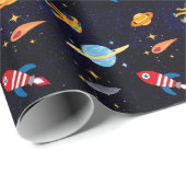 Blue Space Astronaut Planet Cadeaupapier (Rol Hoek)