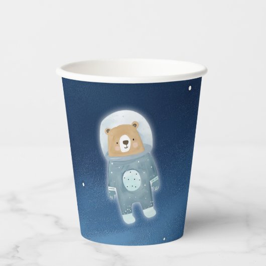 Blue Space Beer Astronaut Baby shower Papieren Bekers (Voorkant)