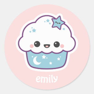 Blue Space Cake Ronde Sticker