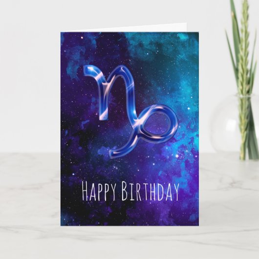 Blue Space Capricorn Birthday Kaart (Voorkant)