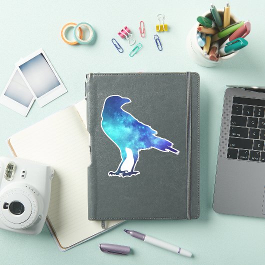 Blue Space Crow Sticker (iPad Cover)