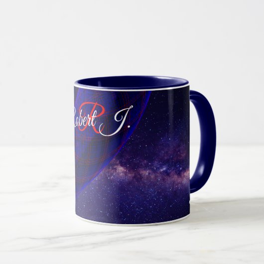 Blue Space Donuts Geometric Coffee Mug Mok (Voorkant rechts)