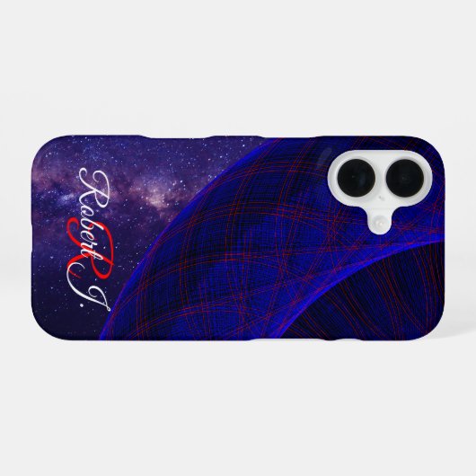 Blue Space Donuts Geometric iPhone 16 Case iPhone 16 Hoesje (Achterkant horizontaal)