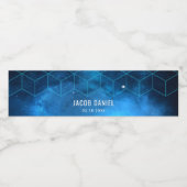 Blue Space Galaxy Bar Mitzvah gepersonaliseerd Waterfles Etiket (Enkel label)