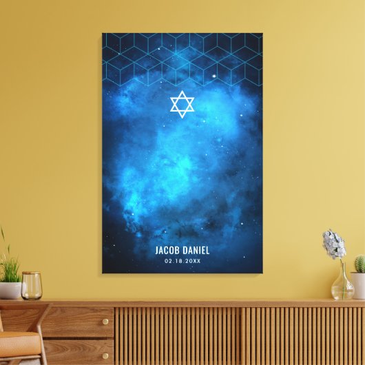 Blue Space Galaxy Bar Mitzvah Inloggen Bordcanvas Canvas Afdruk (Insitu (Woonkamer))