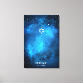 Blue Space Galaxy Bar Mitzvah Inloggen Bordcanvas Canvas Afdruk