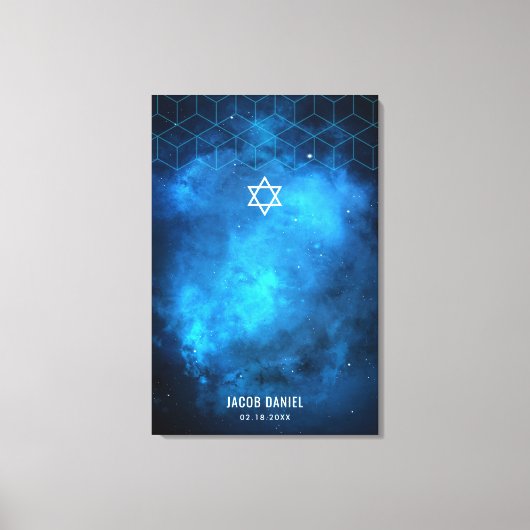 Blue Space Galaxy Bar Mitzvah Inloggen Bordcanvas Canvas Afdruk (Voorkant)
