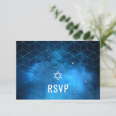 Blue Space Galaxy Bar Mitzvah RSVP (Staand voorkant)