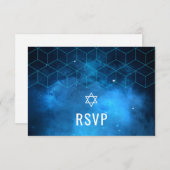 Blue Space Galaxy Bar Mitzvah RSVP (Voorkant / Achterkant)