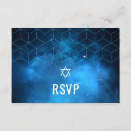 Blue Space Galaxy Bar Mitzvah RSVP Kaartje
