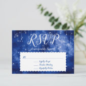Blue Space Galaxy Celestial Stars RSVP respons Kaart (Staand voorkant)