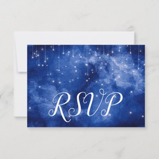 Blue Space Galaxy Celestial Stars RSVP respons Kaart (Achterkant)