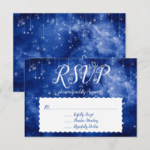Blue Space Galaxy Celestial Stars RSVP respons Kaart (Voorkant / Achterkant)