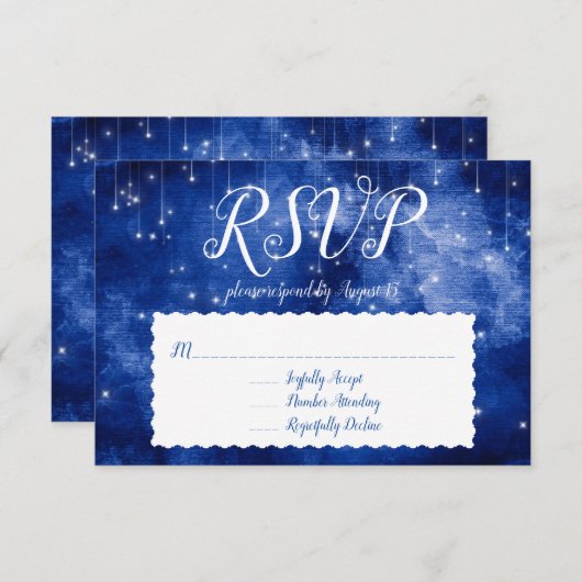 Blue Space Galaxy Celestial Stars RSVP respons Kaart (Voorkant / Achterkant)