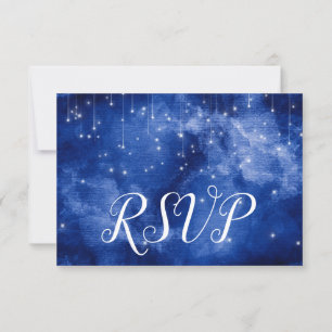 Blue Space Galaxy Celestial Stars RSVP respons Kaart