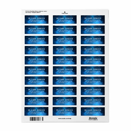 Blue Space Galaxy retouradres Etiket (Full Sheet)