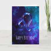 Blue Space Leo Birthday Kaart (Voorkant)