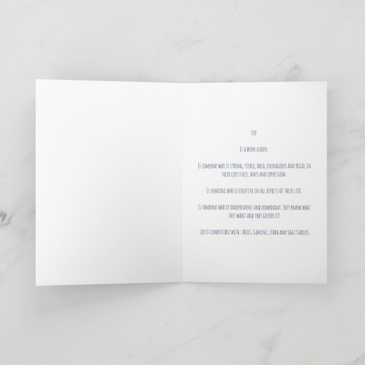 Blue Space Leo Birthday Kaart (Binnen)