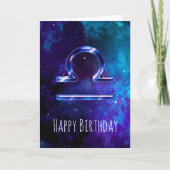 Blue Space Libra Birthday Kaart (Voorkant)