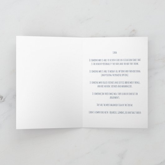 Blue Space Libra Birthday Kaart (Binnen)