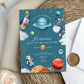 Blue Space Rocket & Astronaut 1st Trip Around Kaart