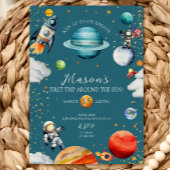 Blue Space Rocket & Astronaut 1st Trip Around Kaart