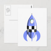 Blue Space Rocket Briefkaart (Voorkant / Achterkant)