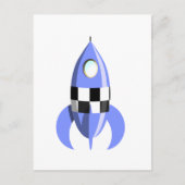 Blue Space Rocket Briefkaart (Voorkant)