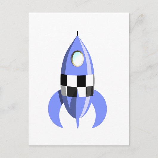 Blue Space Rocket Briefkaart (Voorkant)