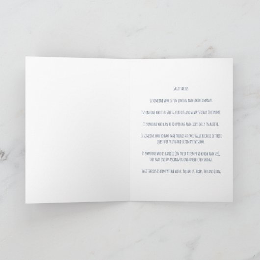 Blue Space Sagittarius Birthday Kaart (Binnen)