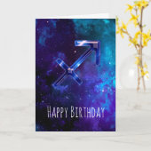 Blue Space Sagittarius Birthday Kaart (Gele Bloem)