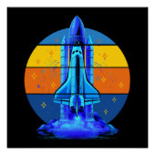  Blue Space Shuttle Ruimteschip Perfect Poster (Voorkant)