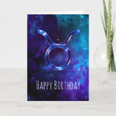 Blue Space Taurus Birthday Kaart (Voorkant)