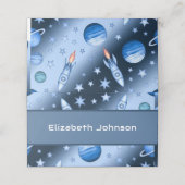 Blue Space-thema Astronaut Rockets Verjaardag van  Plaatskaartje (Buitenkant ongevouwen)
