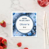 Blue Space Theme Rocket & Planets Kinder Partij Servet (Insitu)