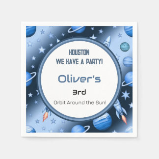 Blue Space Theme Rocket & Planets Kinder Partij Servet