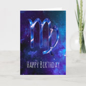 Blue Space Virgo Birthday Kaart (Voorkant)