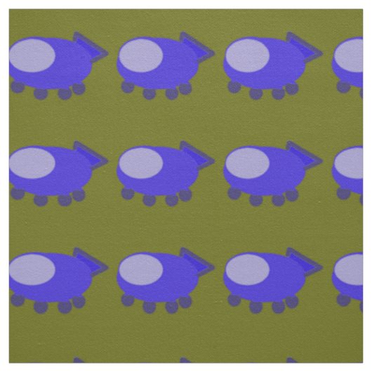 Blue Spaceship Fabric Stof (Swatch)